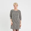 Robe droite manches 3/4 tweed noir femme