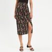 Jupe droite fendue noir femme