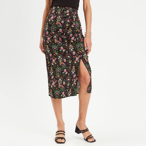 Jupe droite fendue noir femme