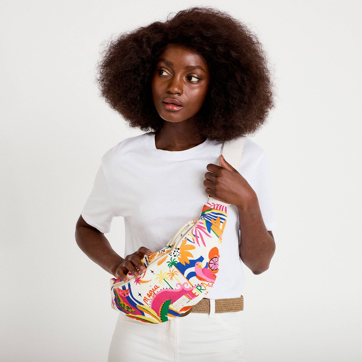 Sac banane blanc femme