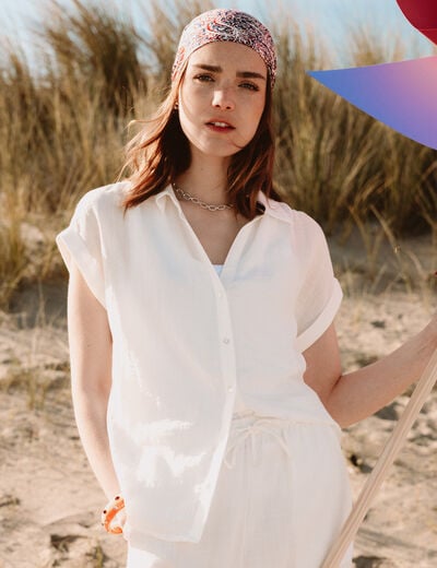 Blouse manches courtes ecru femme
