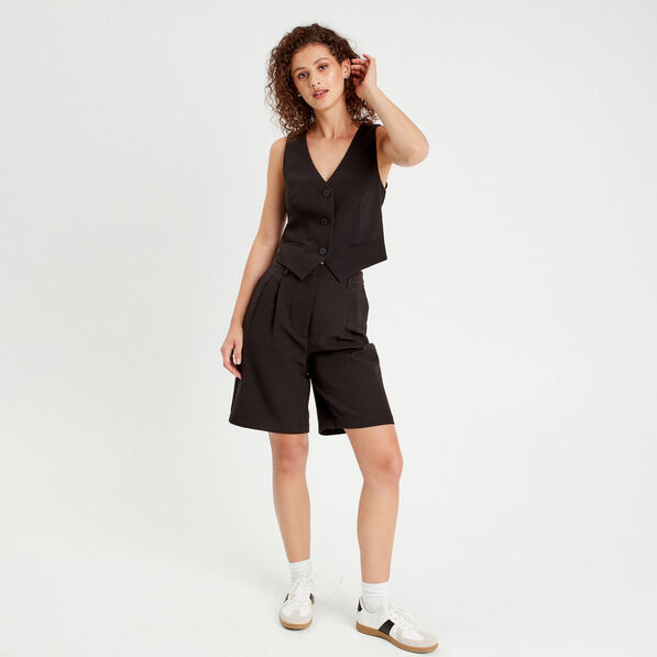 bermuda large pinces noir femme Bermuda large pinces noir femme