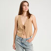 Veston sans manches noué beige femme