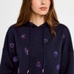 Sweat &agrave; capuche brod&eacute; manches longues bleu femme