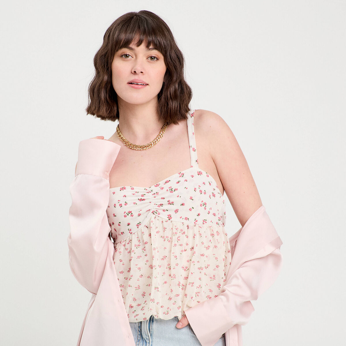 Top bretelles fines blanc femme