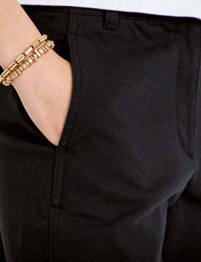 Pantalon chino coupe barrel noir femme