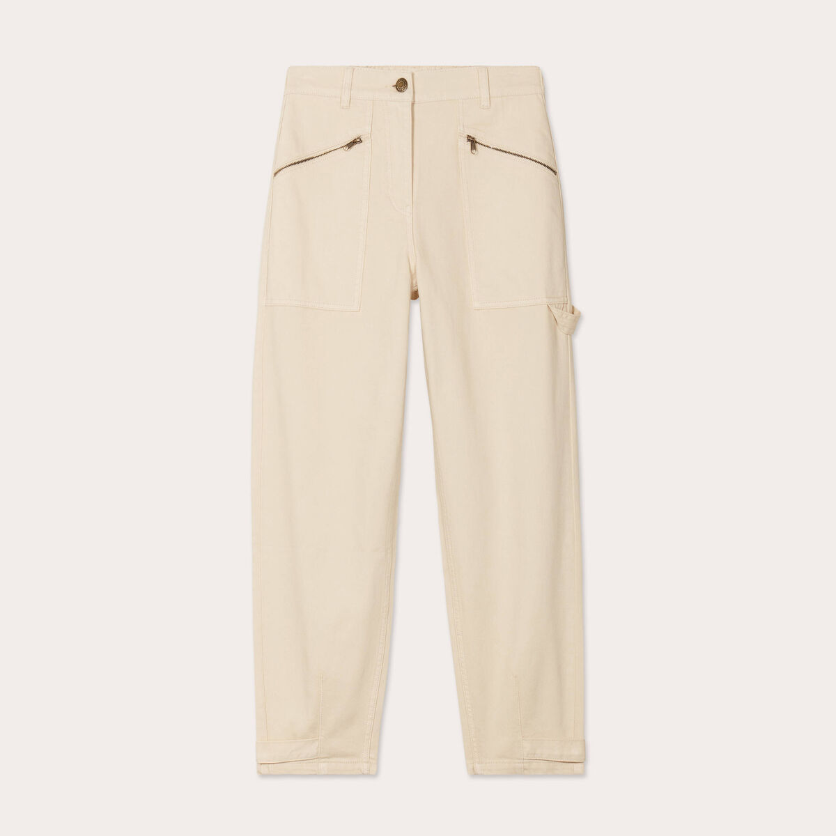Pantalon cargo bas resserré sable femme