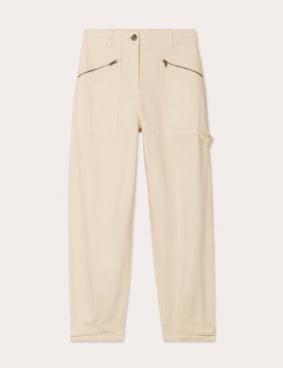Pantalon cargo bas resserré sable femme