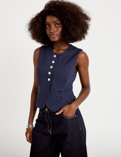 Veston sans manches bleu femme