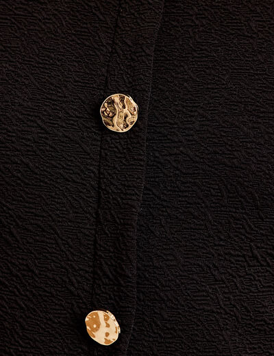 Top p&eacute;plum ajust&eacute; manches longues noir femme