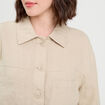 Veste boutonnée contenant du lin beige femme