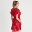 Robe évasée taille smockée rouge femme