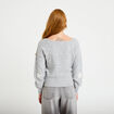 Pull col bateau manches longues gris clair femme
