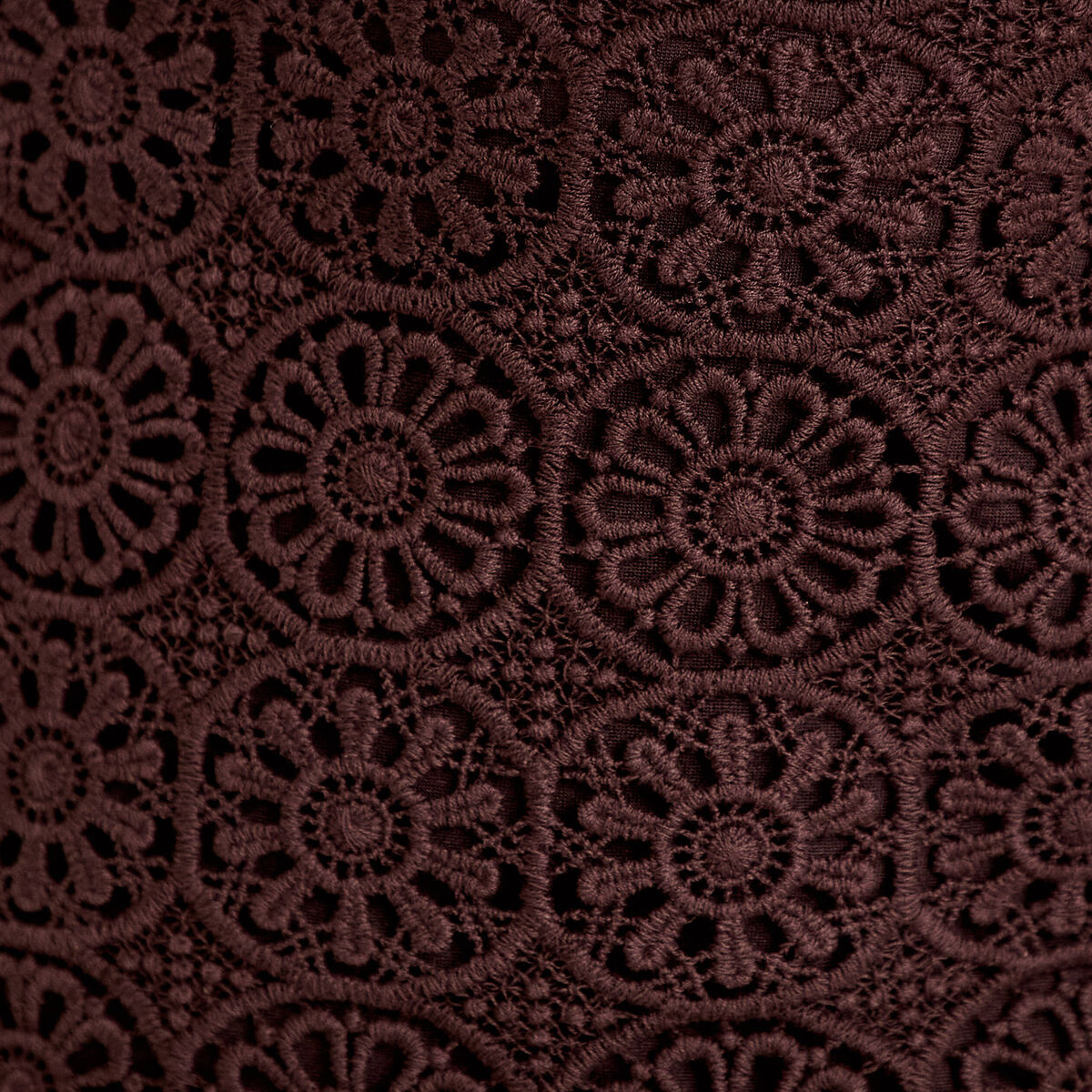 D&eacute;bardeur d&eacute;collet&eacute; aspect dentelle marron fonc&eacute; femme