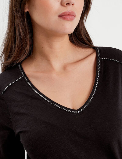 T-shirt manches longues noir femme