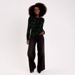 Blouse &agrave; sequins dos nou&eacute; vert fonc&eacute; femme