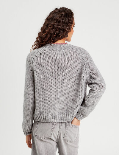 Gilet manches longues gris clair femme