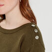 Pull avec boutons épaules vert kaki femme