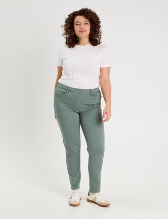 Jeans slim 5 poches vert foncé femme