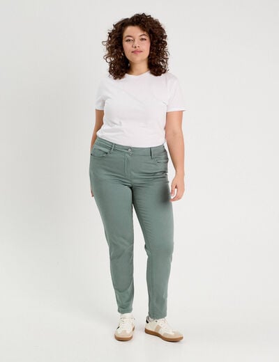 Jeans slim 5 poches vert foncé femme