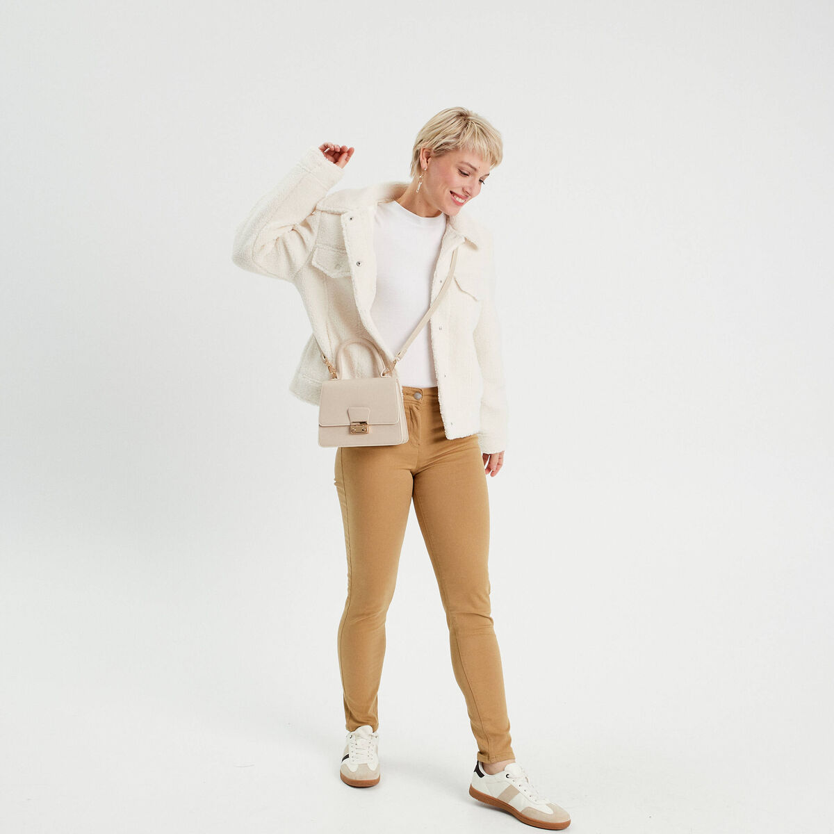 Jeans slim 5 poches camel femme