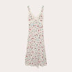 Robe d&eacute;collet&eacute; bretelles aspect dentelle beige clair femme