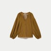 Blouse ample col v rose femme