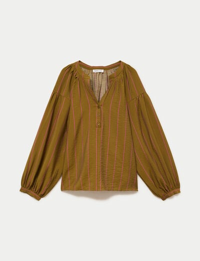 Blouse ample col v rose femme