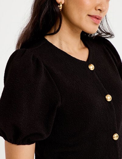 Blouse droite manches courtes noir femme