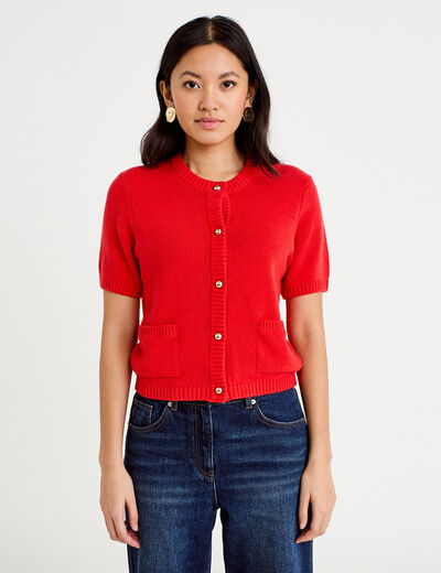 Gilet manches courtes rouge femme