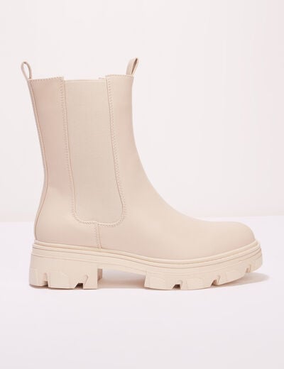 Bottines chelsea crantées ivoire femme