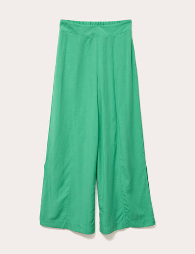 Pantalon large taille standard vert femme