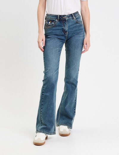 Pantalon bootcut ceinture amovible denim dirty femme