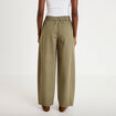 Pantalon barrel taille haute vert kaki femme