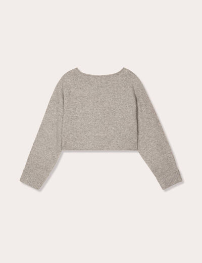 Pull cropped manches longues gris foncé femme