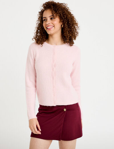 Jupe-short trap&egrave;ze en maille bordeaux femme