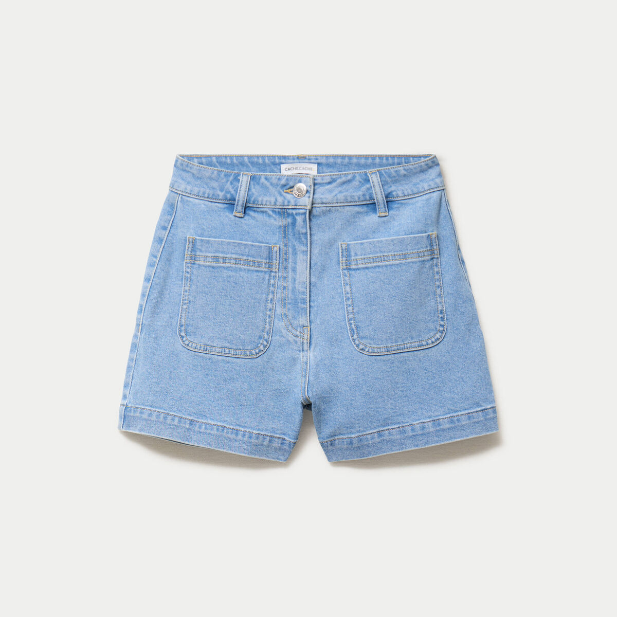 Short mom en jean denim bleach femme