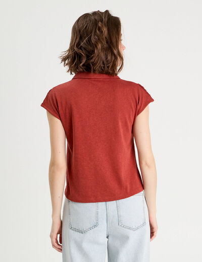 Polo manches courtes marron cognac femme