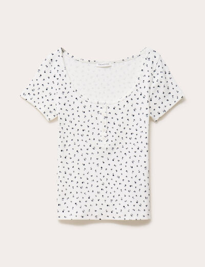 T-shirt c&ocirc;tel&eacute; blanc femme