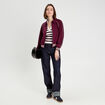 Sweat zippé manches longues prune femme