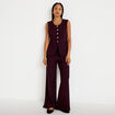 Pantalon bootcut en tweed violet fonc&eacute; femme