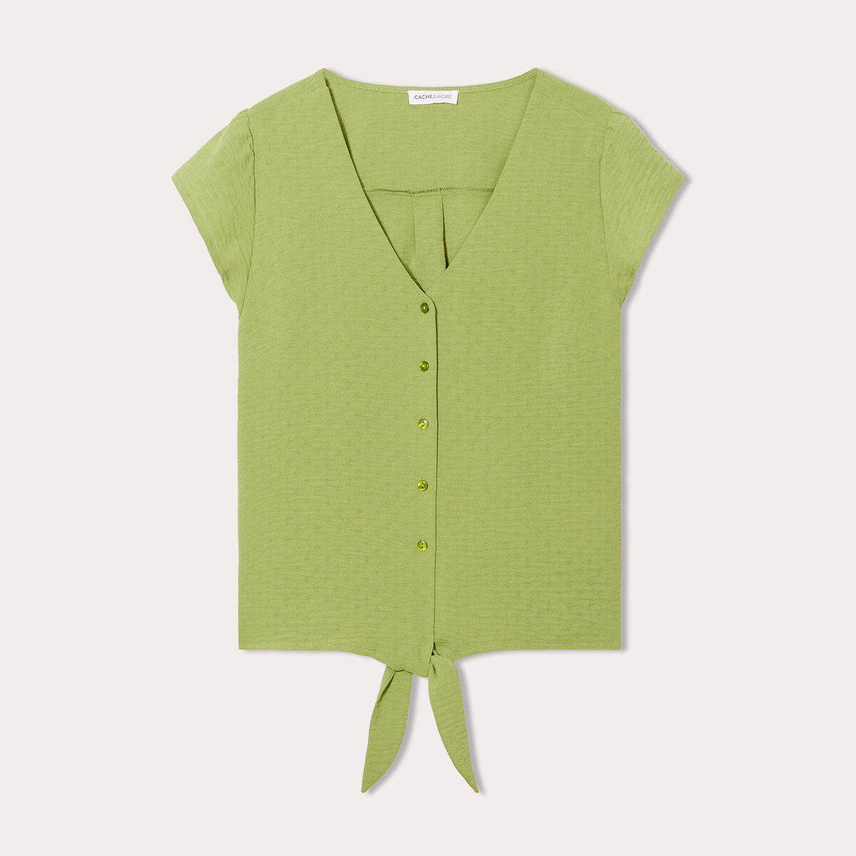 Blouse manches courtes vert anis femme