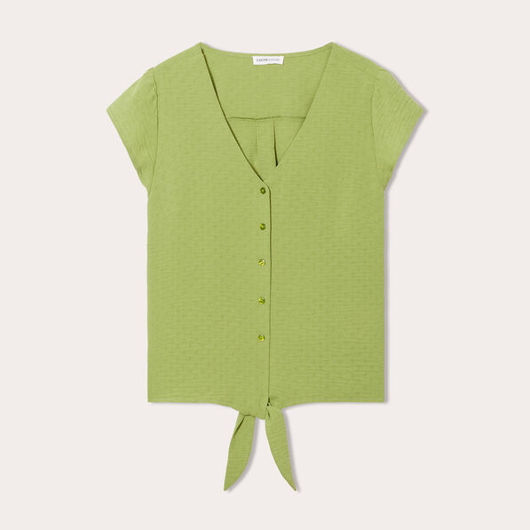 Blouse manches courtes vert anis femme