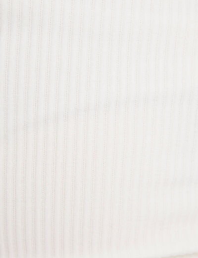 Débardeur cropped côtelé ecru femme