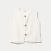 Gilet sans manches col rond ecru femme
