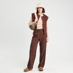 Gilet fausse fourrure marron foncé femme