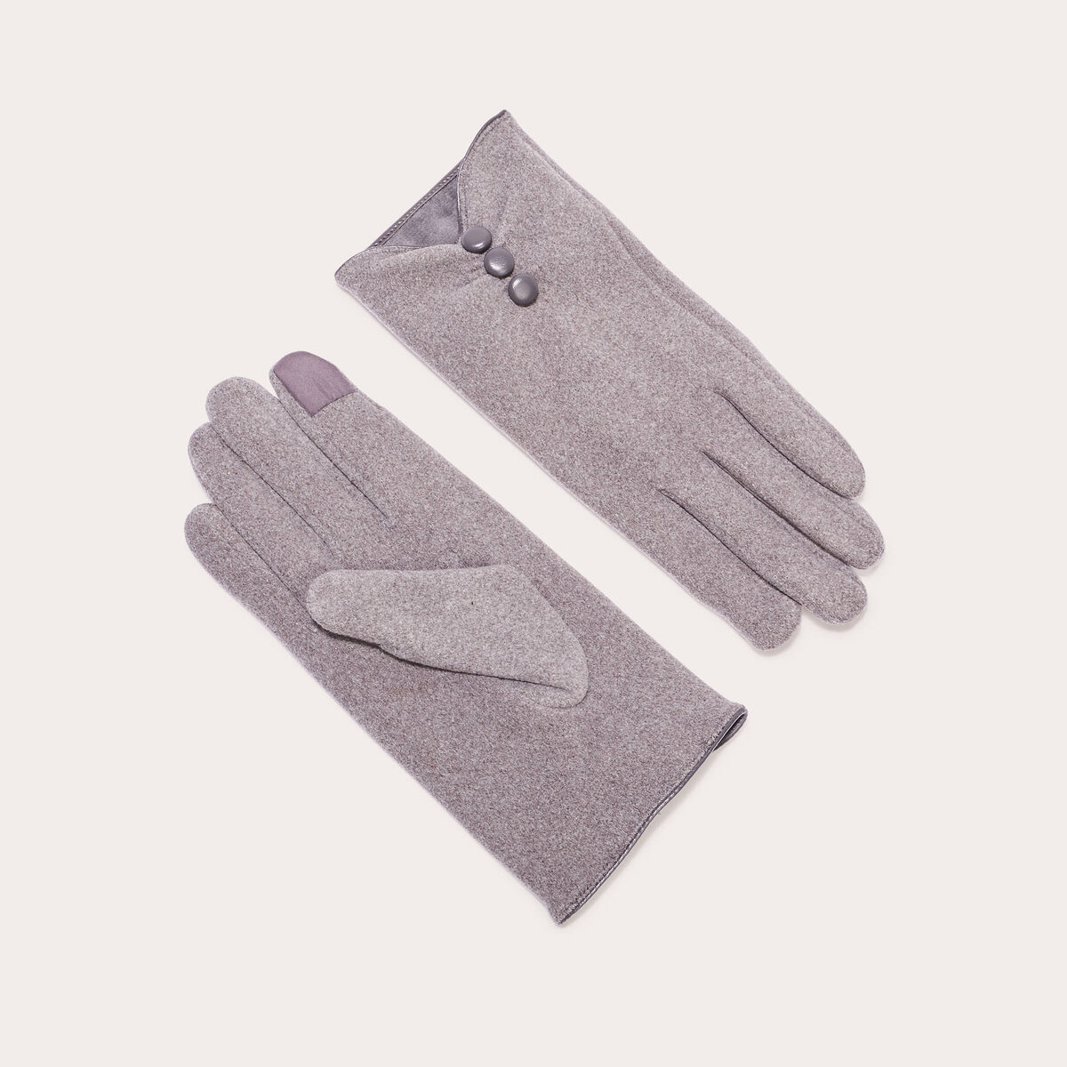 Gants avec boutons gris foncé femme