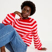 Pull ample col rond manches longues rouge femme