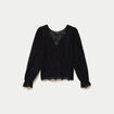 Blouse droite col v en dentelle noir femme