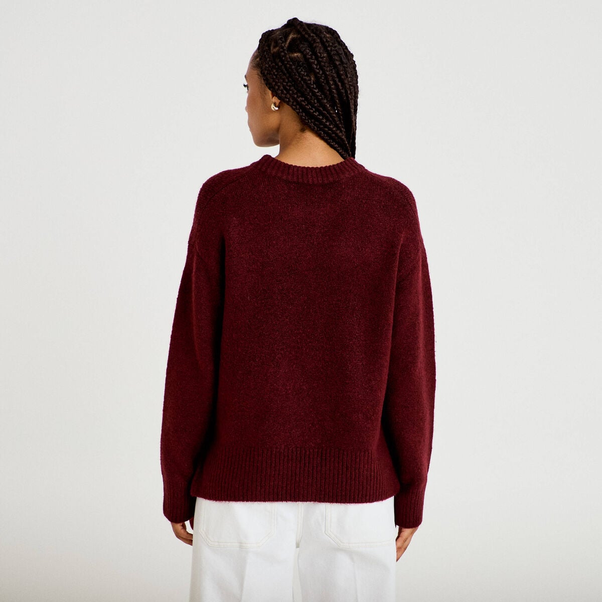 Pull manches longues bordeaux femme